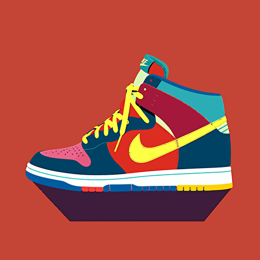 illustration of nike sneaker, by Milton Glaser, vector, solid color