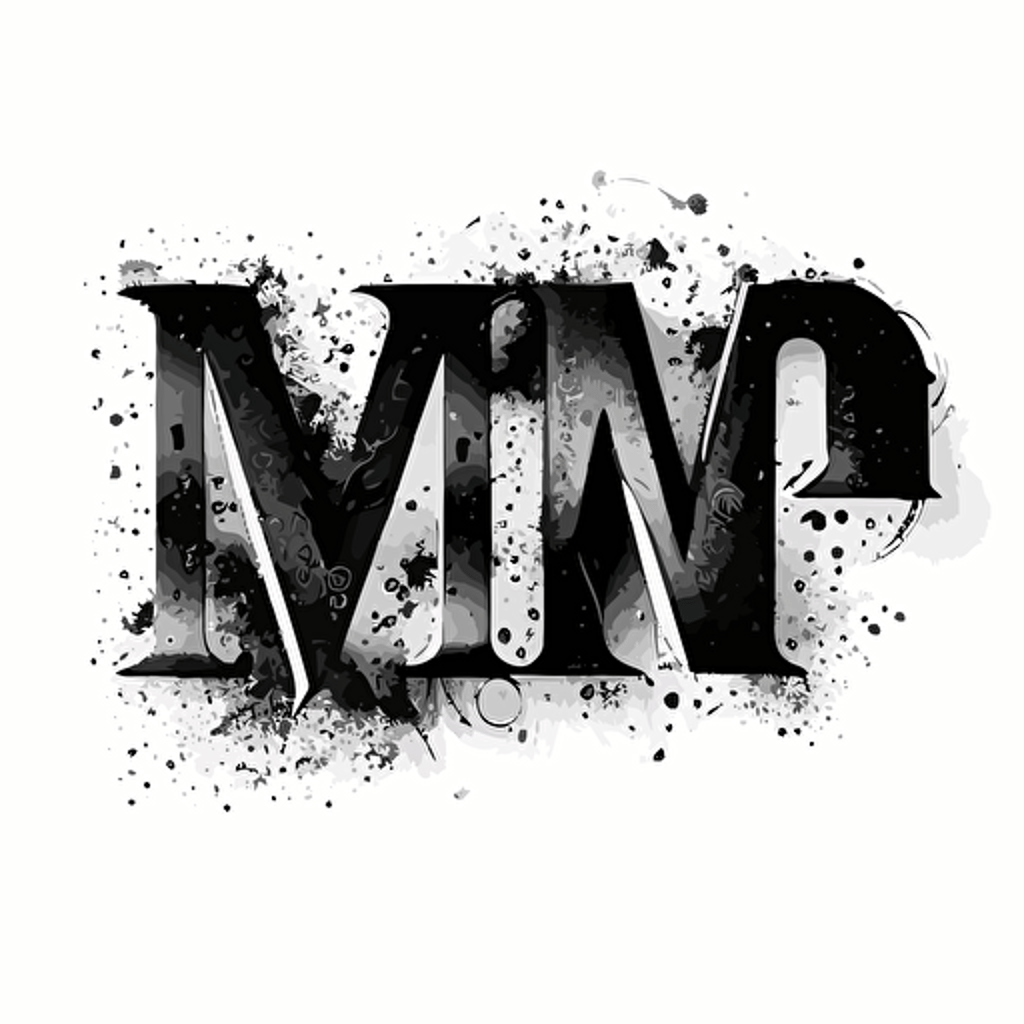 iconic logo of text letters mvp morphed into one black vector, on white background