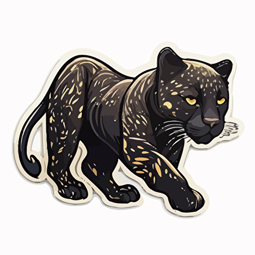 cute panther sticker die cut vector white background
