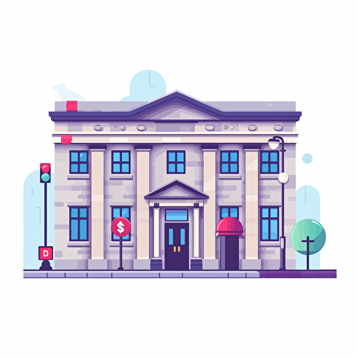 flat vector illustration of a bank facade