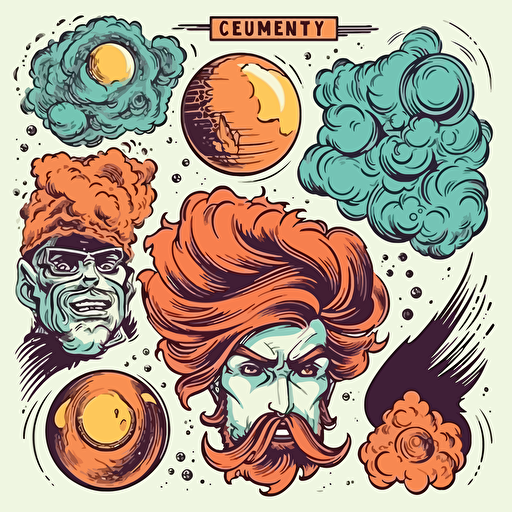 elements, comic vector illustration style.