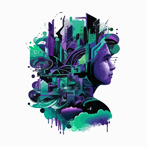 vector illustration of scalability and AI designmilk purple black blue green
