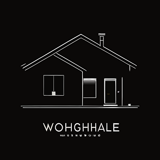 simple minimal logo of a house, flat vector style of massimo vignelli, black background