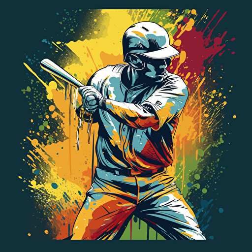 vector illustration of one baseball player in vivid colors