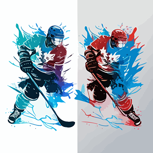 hockey player art vector illustration 2 colors ar 2:3