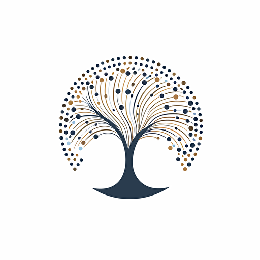 circular logo, tree, seeds, flat, vector, minimalist, whitespace, white background