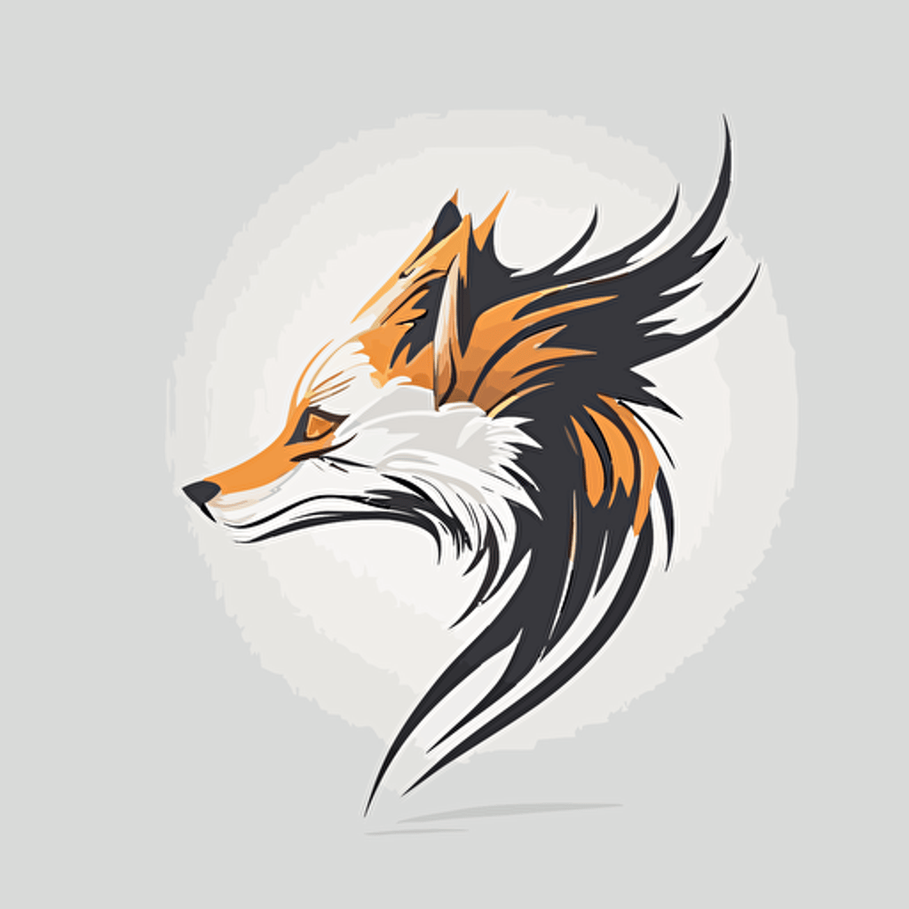 fox head, ears on fox turn into wings, vector, logo, side profile, simple, clean, minimalistic