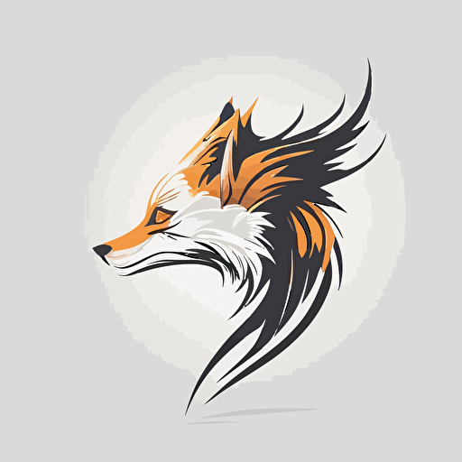 fox head, ears on fox turn into wings, vector, logo, side profile, simple, clean, minimalistic