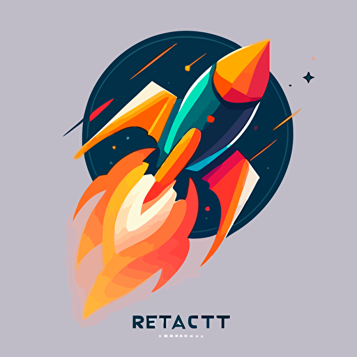 flat design rocket logo with peonix wings. simple design. vector design.