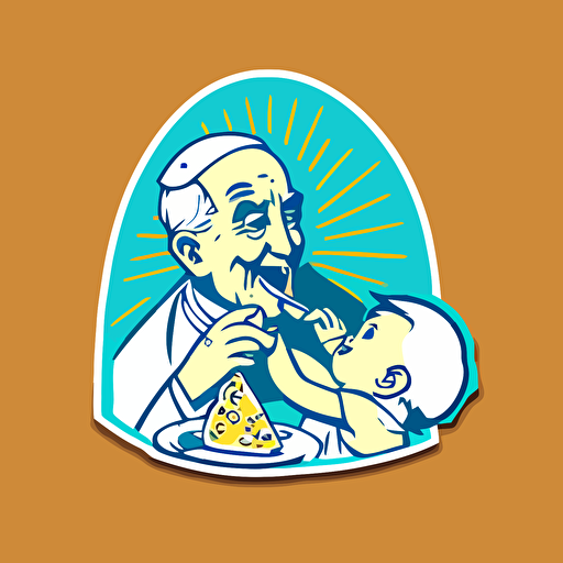 vector sticker of pope eating a children