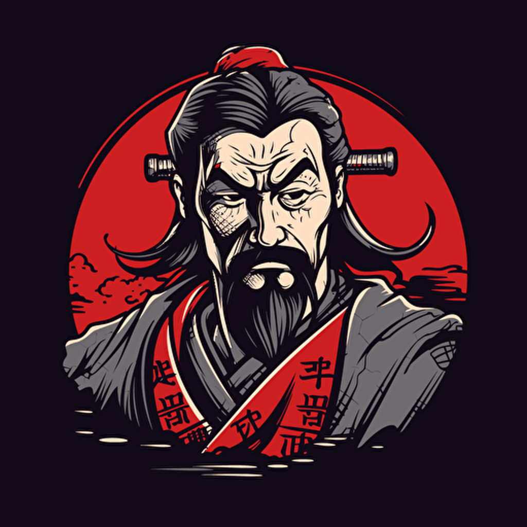 vector logo of a samurai, few pixels, small image, illustration