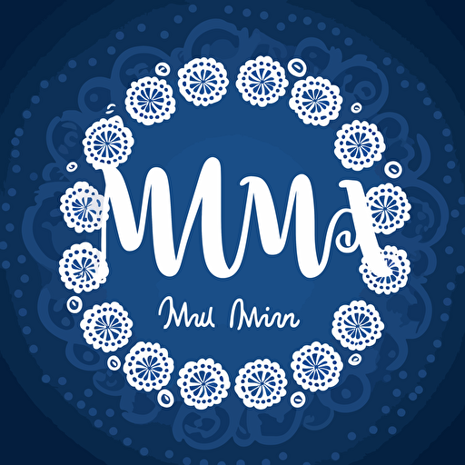 MAMA MIA buble fonts blue background white, vector