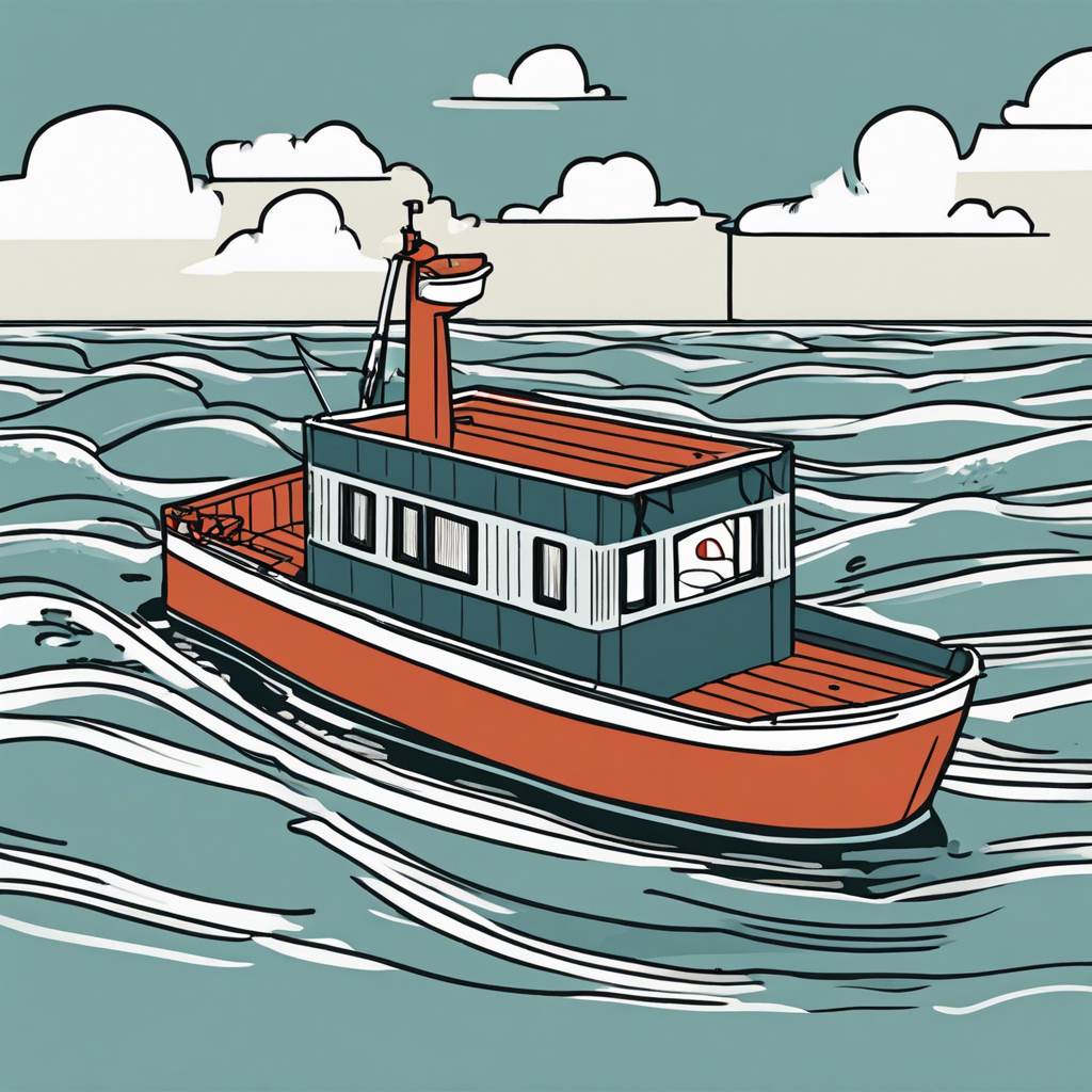 a container boat, illustration in the style of Matt Blease, illustration, flat, simple, vector