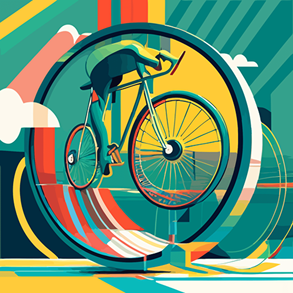 fixie bicycle doing a wheelie, the bike has large tires, vector image by David Hockney, nothing in background