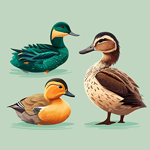 a series of duck flat illustrations, vector, behance