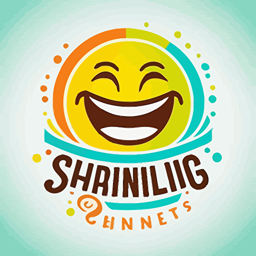 vector logo for a company called "Smiling Prints" clean design, happy colors