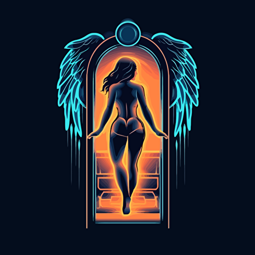 Logo female angel inside of a locked door, Night Club vector logo, v ector logo, vector art