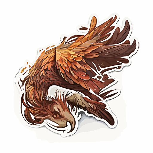 sticker of a sleepy phoenix, highly detailed, vector art, defined sticker cutout, plain white background, 32k