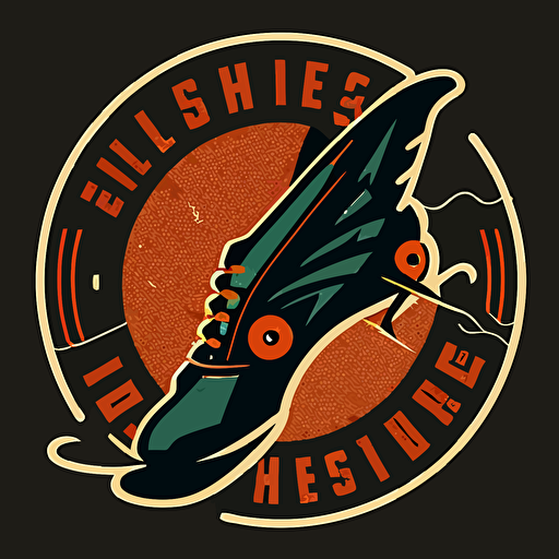 vector logo of a heel squashing a bug, simple, retro style