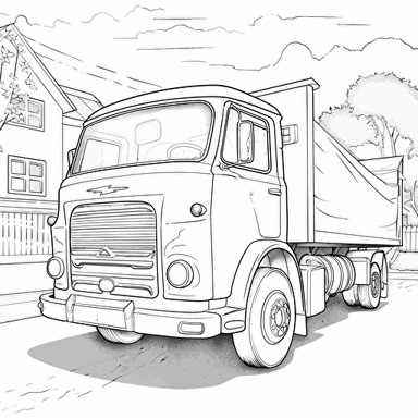 Haz un camioneta, graciosa para niño de 3 años, para colorear, quiero el fondo blanco, imagen completa, estilo de libro para colorear sobre fondo blanco, bien compuesta, página de libro para colorear limpia, sin interpolación, sin degradado, contorno fuerte, sin relleno, sin sólidos, sin sombreado , ilustración vectorial.