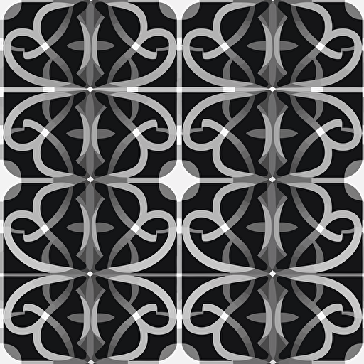 black and white vector, fabric pattern tile, seamless, no light, 2d flat, grayscale, no gradient, no shadows, fill frame,
