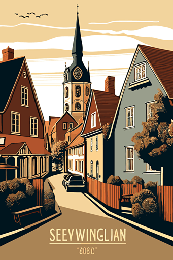German village, svg vector drawing