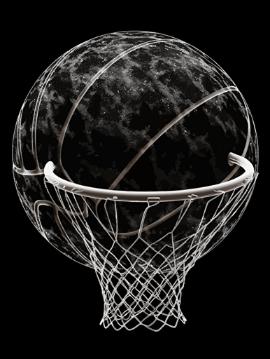 a vector drawing of a basketball rim and net, 300 dpi