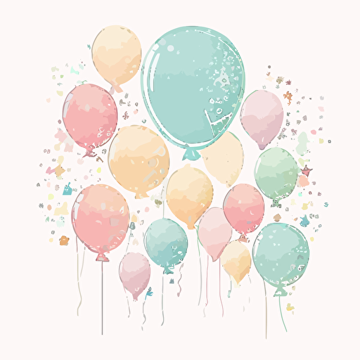 cute pastel balloon vector, white background