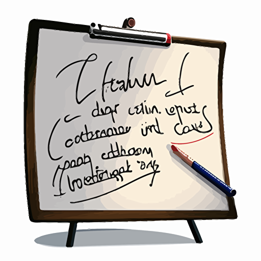 A whiteboard marker writing English cursive on a whiteboard, vector image, transparent background