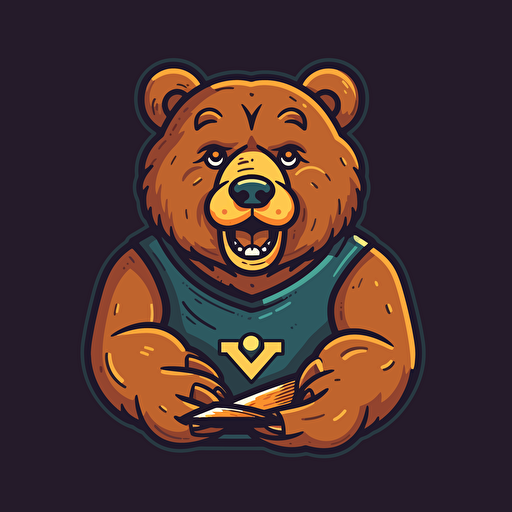 a 2d vector logo flat of a bear with cash