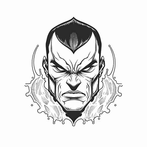 a water drop angry superhero bust, minimalism concept art, vector draw, revenge, black and white, coloring page, outline only, intricate details, powefull