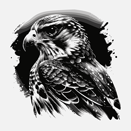 black and white falcon vector art logo design