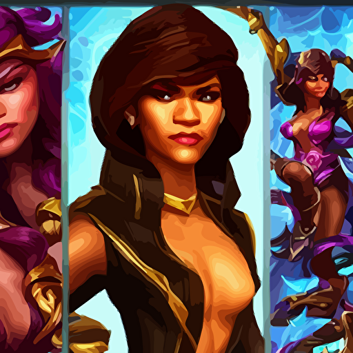zendaya character game league legends background based game league legends detailed face old 3d graphics