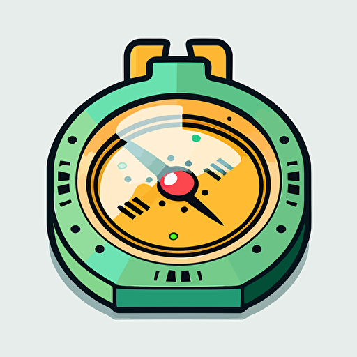 cute, comic style, illustrated, vector image of an orienteering compass with no needle seen from above on a transparent background emoji around the edges