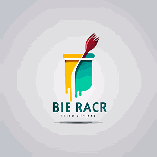 logo design that incorporates a beaker and a paint brush. Minimalistic vector design 2d