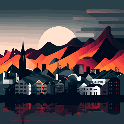 a vector illustration of reykjavik skyline
