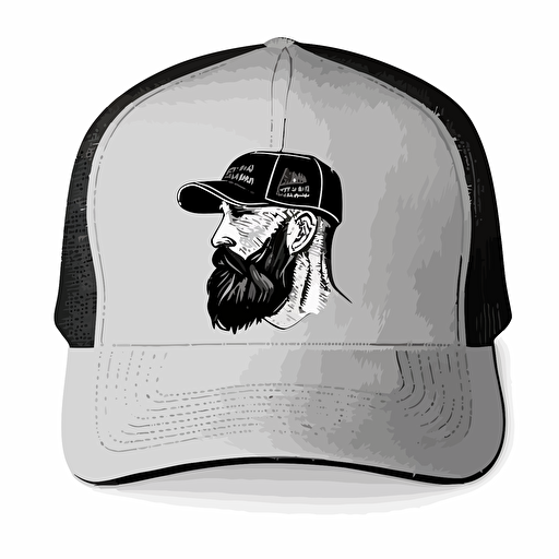 vector, man, trucker cap, beard, bald