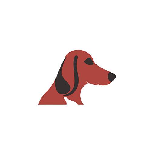 ENT clinic, logo, vector, Dachshund, simple, flat, low detail, smooth, plain, minimal, straight design, white background