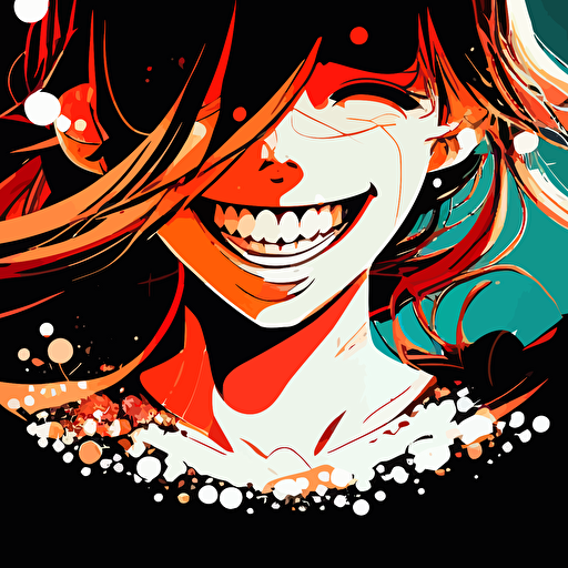 smiling mouth, vector, manga style