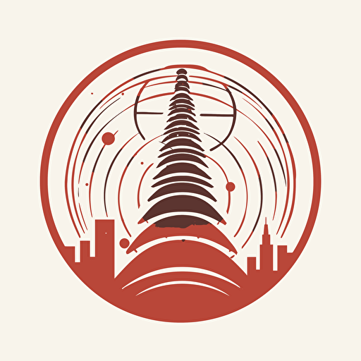 create a simple vector-style squared logo with rounded radio waveforms, white background :: and rounded circles with :: radio tower :: hilltop :: white backround, very simple forms, few components