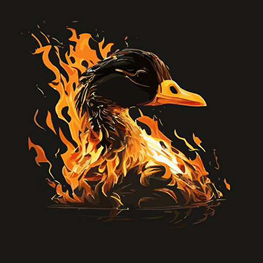 vector drawing of a burning duck