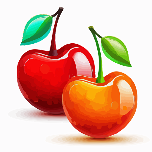 2 cherries icon. Bright and voluminous, vector. White background
