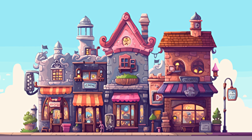 vector illustration, Quirky Fantasy Shop, 2d animation, anime, vector image