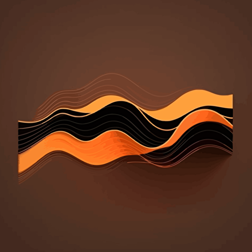 digital illustration style, black sound wave vector abstract logo, orange background