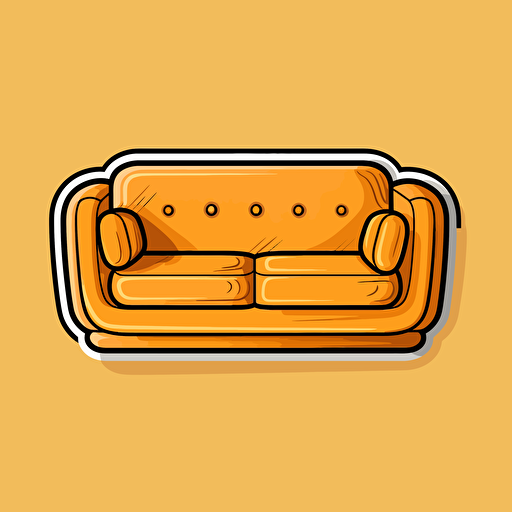 modern couch 2d simple die-cut sticker vector art