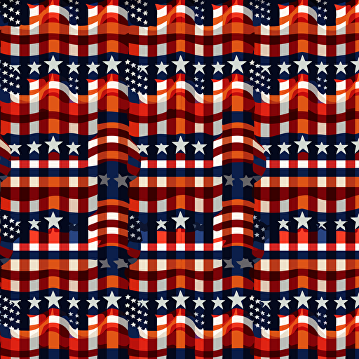 vector illustration, continuous repeating pattern of America flag design pattern, in vivid colors