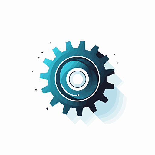 mechanical gear vector illustration, logo, simple, shades of blue, modern, minimalist, white background,