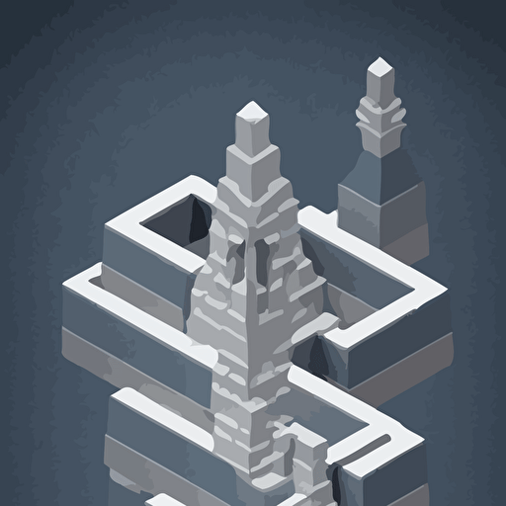 geometric design isometric greek temple godly clouds trending artstation 3d render monument valley