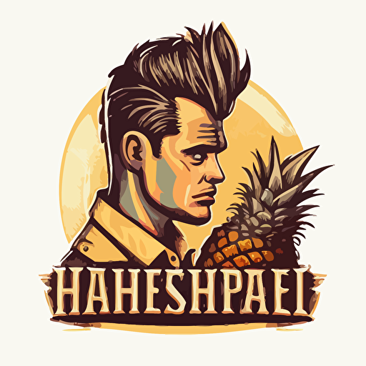 vector logo of a bartender with a pineapple for a head, pouring a drink, retro style, high detail