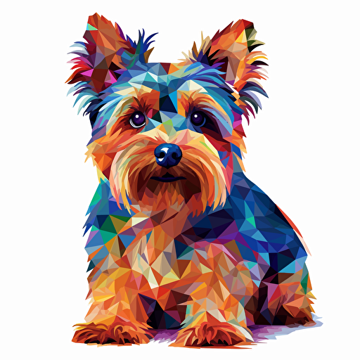 colorful tiled yorkshire terrier dog, vector art, white background